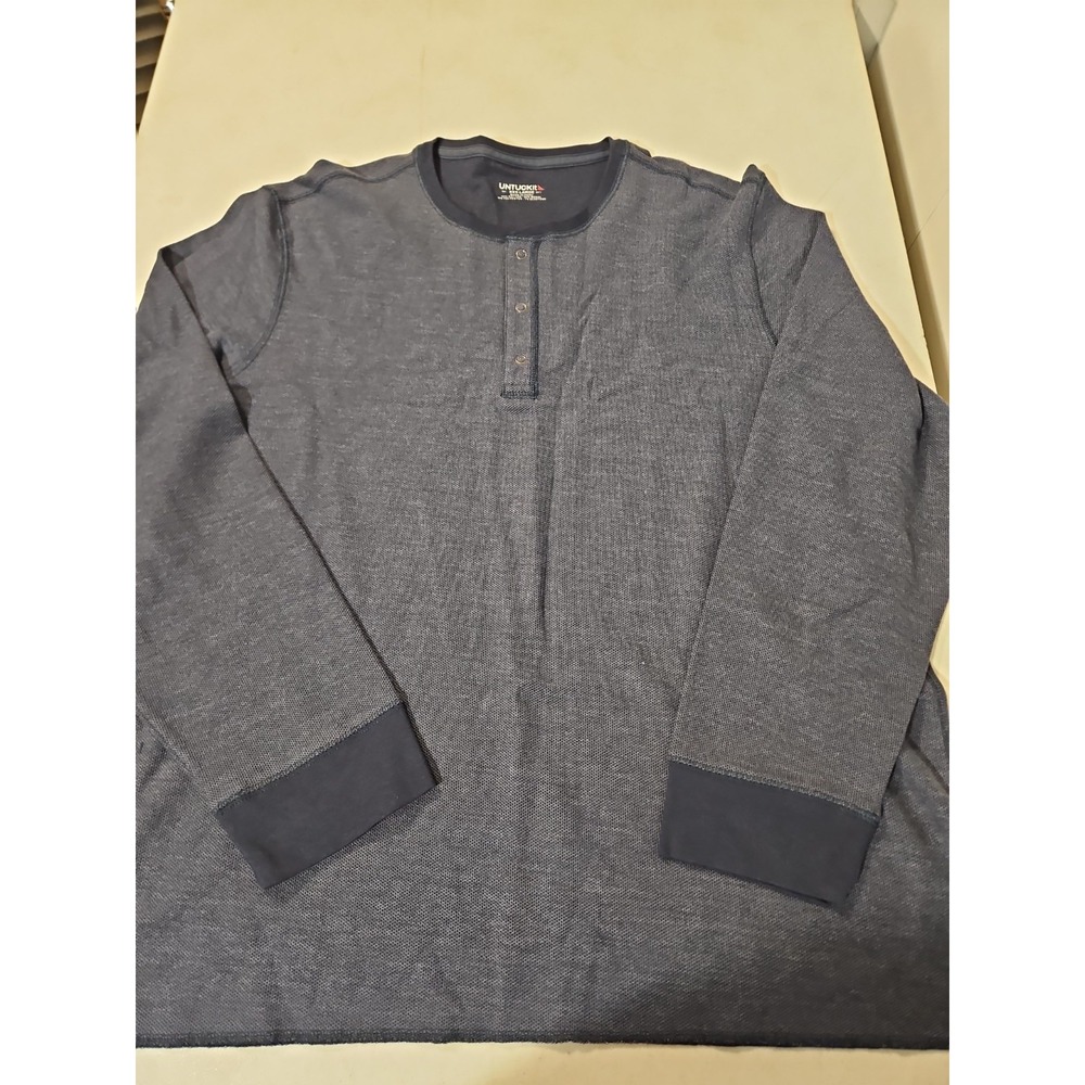 UNTUCKIT Waffle Knit Long Sleeve Henley Men's XXX-LARGE Blue Snap Button(555